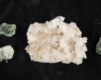 3 Green Diopside & 1 Arkansas Quartz Cluster Lot!