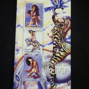 Olivia De Berardinis - 2001  Türkmenistan  - 3 Stamp Block - Released Overseas Only!