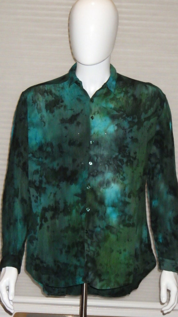 Men s Vintage Green Island Electric Long Sleeve Shirt Etsy