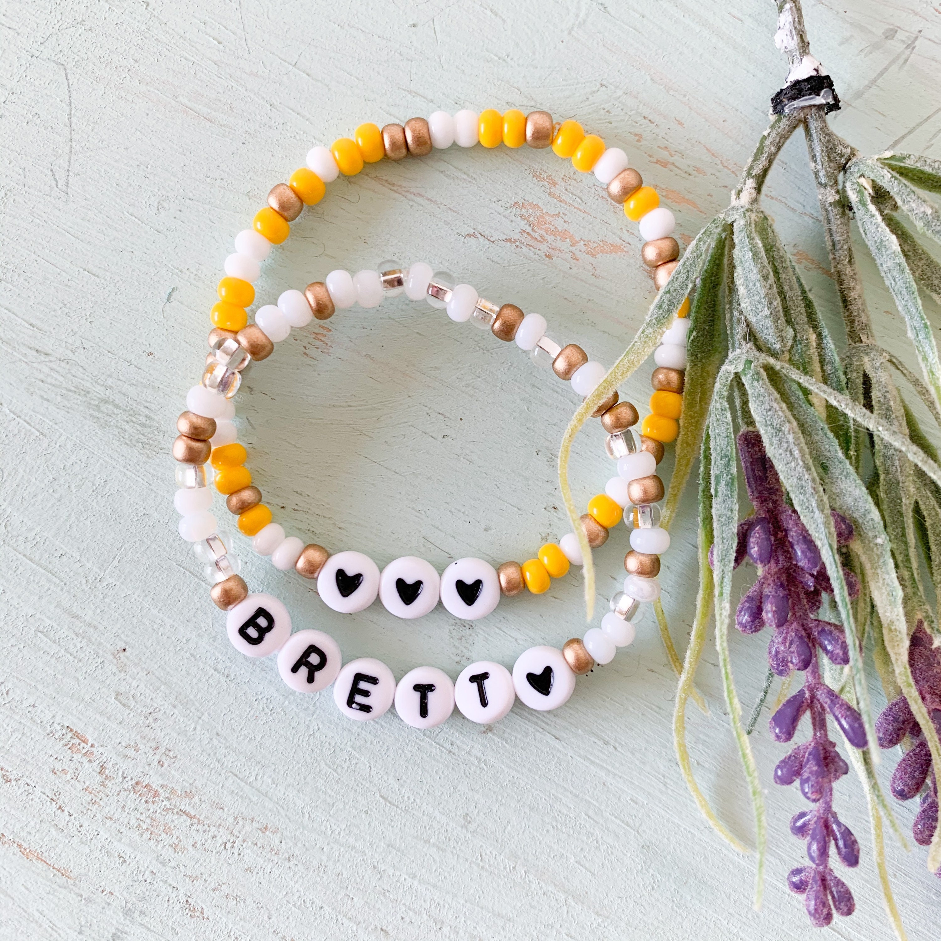Personalized Custom Beaded Name Bracelet Customized Word Etsy