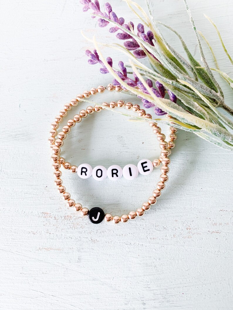 Customized Word Bracelet Gold Filled Bracelet 14K Gold Filled Personalized Name Bracelet Gold Beaded Name Bracelet Gold Ball Beads