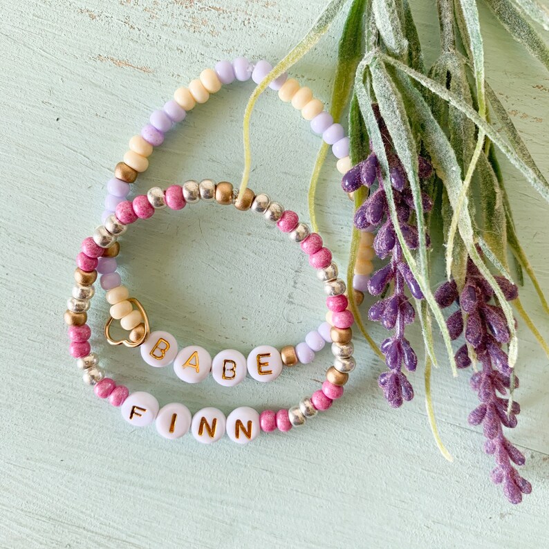 Customized Name Bead Bracelets Gold Letter Bead Bracelet Etsy