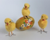 Amazing vintage antique Easter pompom chicks soft figurines. Three little hand made Soviet chicks, Made in Poland in 1950 39 s -1960 39 s. Easter