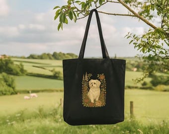 Torba Vintage Floral Dog Tote Bag - Prezent inspirowany naturą dla miłośników zwierząt i książek