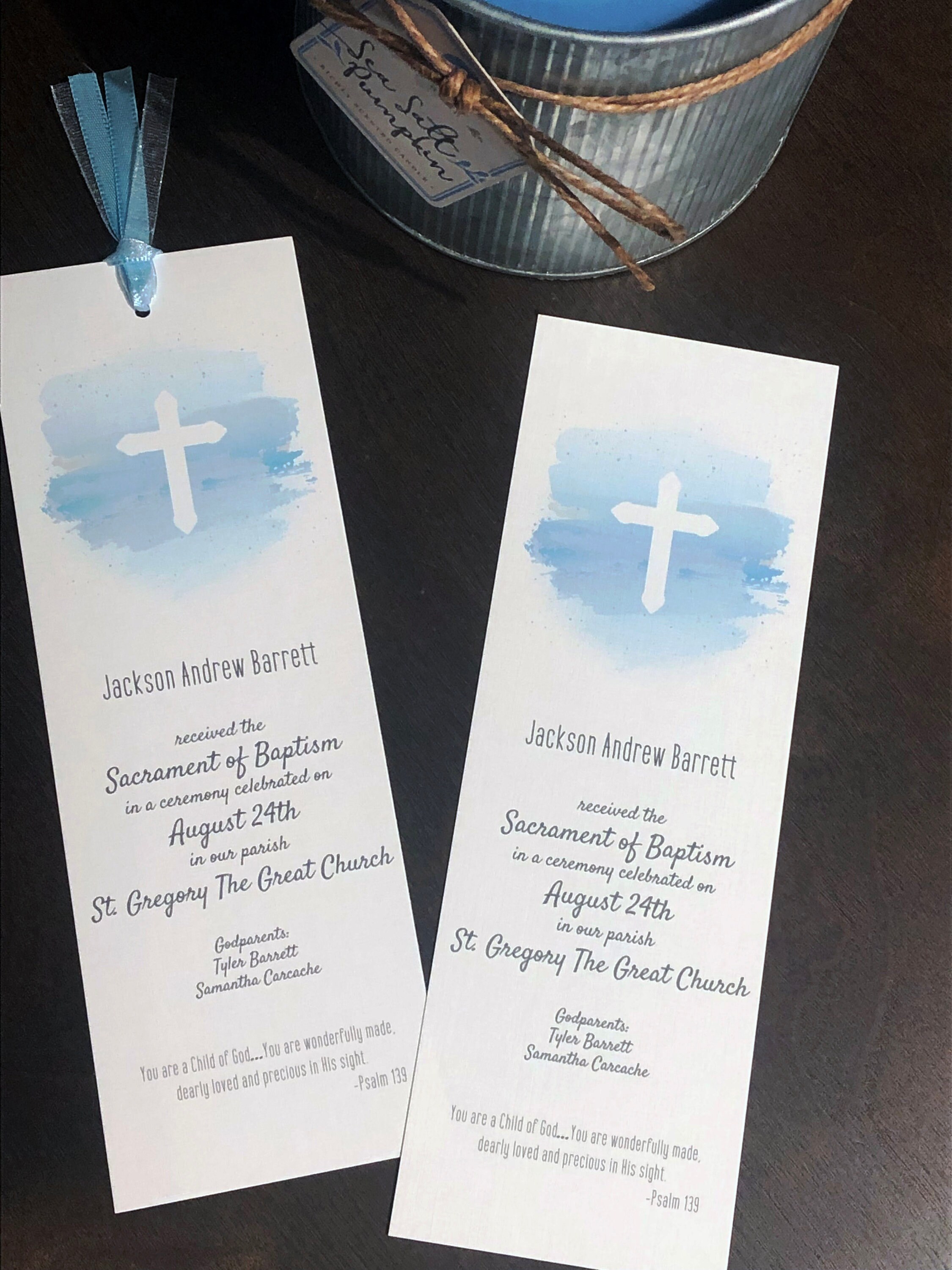 Baby Boy Baptism/christening Bookmark Favor Etsy