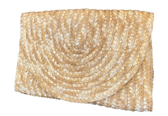 Vintage Woven Rattan Clutch Purse - image 1