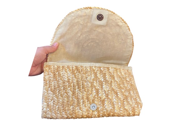 Vintage Woven Rattan Clutch Purse - image 2