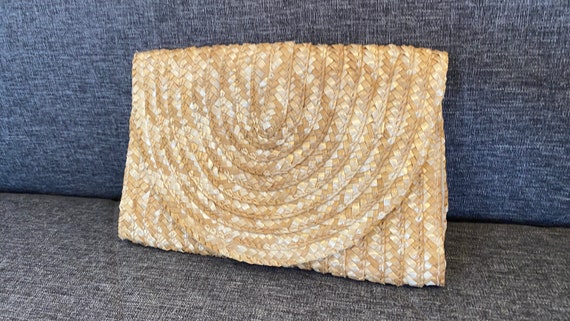 Vintage Woven Rattan Clutch Purse - image 4