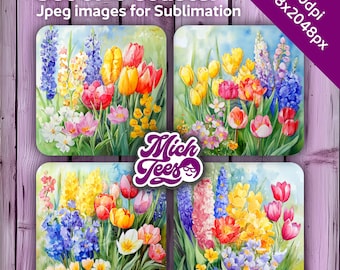 Frühlingssymphonie Untersetzer Sublimationsdesigns (Digitaler Download JPEG-Dateien)