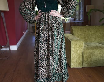 BLACKFISH The Label The Solstice Dress Concoction - Bohemian / witch / hippie velvet balloon-sleeved velvet dress
