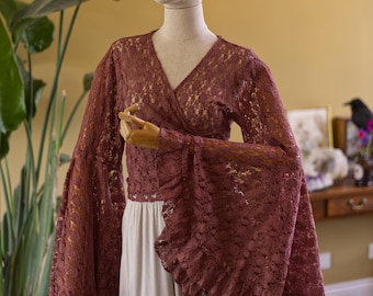 BLACKFISH The Label Flora Lace Blouse Mauve - Victorian / witch / cotton wrap blouse