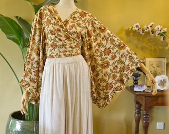 BLACKFISH The Label Petal Blouse Bumblebee - Bohemian / witch / hippie cotton wide-sleeved wrap blouse