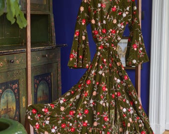 BLACKFISH The Label The Aurora Dress Juniper - Bohemian / witch / hippie velvet wide-sleeved wrap dress