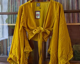 BLACKFISH The Label Litha Blouse D Or - Bohemian / witch / hippie velvet wide-sleeved blouse