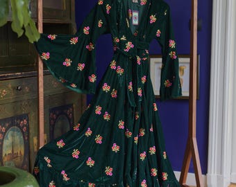 BLACKFISH The Label The Aurora Dress Vervain - Bohemian / witch / hippie velvet wide-sleeved wrap dress
