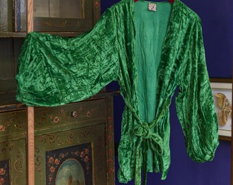 BLACKFISH The Label Sorcerer Kimono Malachite - Bohemian / witch / fortune teller hippie velvet balloon sleeve wrap kimono