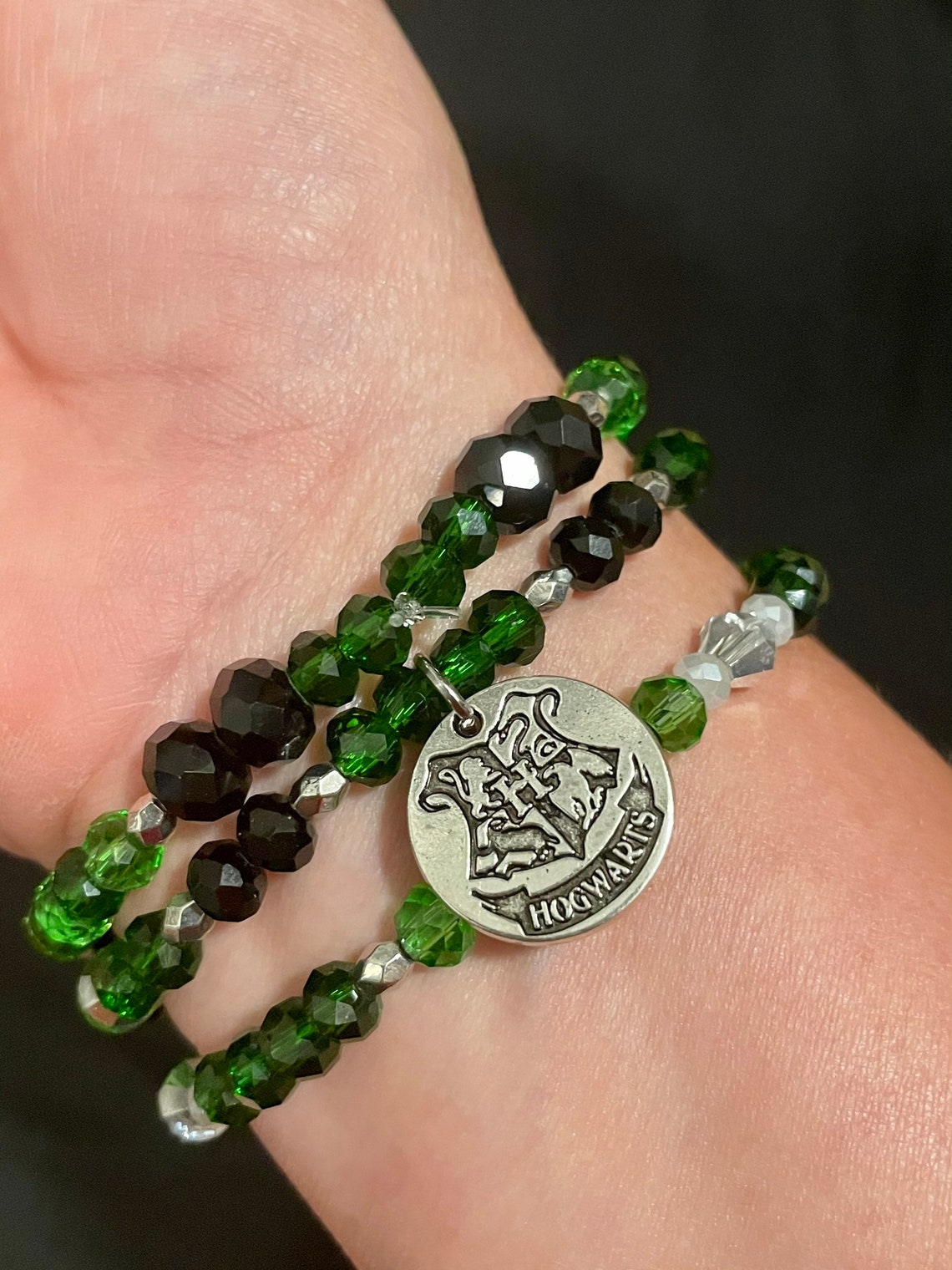 Slytherin Beaded Bracelet Set Harry Potter Bracelet Etsy