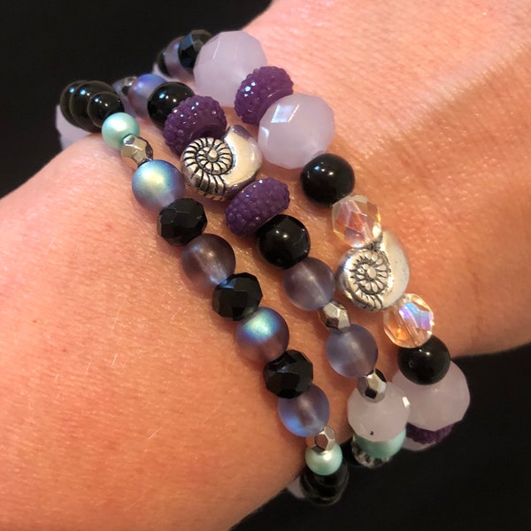 Ursula Inspired Beaded Bracelet Set, Beaded Bracelets, Disney Bracelets, Disney Gifts, Disney Jewelry, Ursula Bracelets