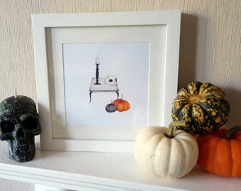 Skull with candle illustration art print