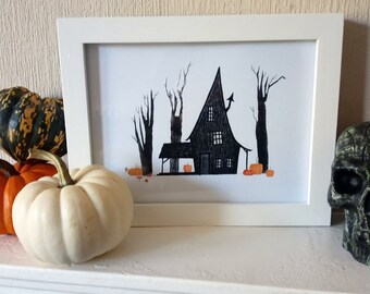Spooky witch house illustration art print