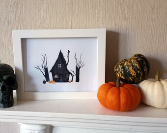 Spooky witch house illustration art print