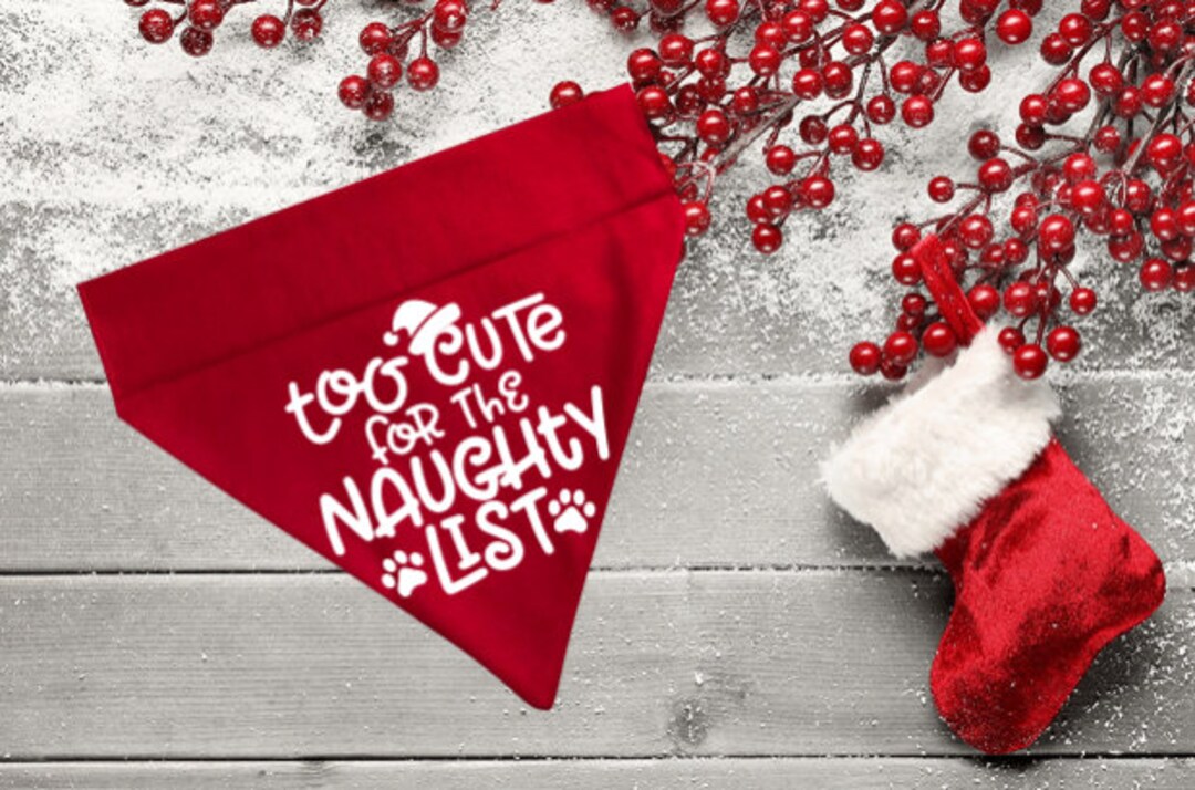 Naughty Dog Bandana Christmas Plaid Pet Bandanna Over the Etsy