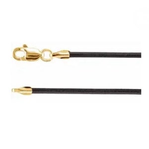 14K ゴールド イエロー、ホワイト ゴールド、スターリング シルバー レザー コード ネックレス