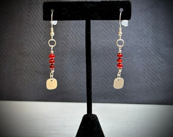 Red Coral  Dangle Earrings