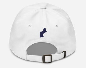 Knotical New England Signature Cotton White & Nautical Navy Blue Embroidered Adjustable Strap Hat