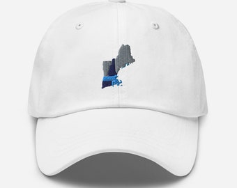 Knotical New England Signature White Cotton and Navy & Royal Blue Embroidered Adjustable Strap Hat