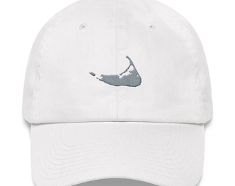 Knotical New England White & Gray Embroidered Nantucket ACK Adjustable Strap Hat