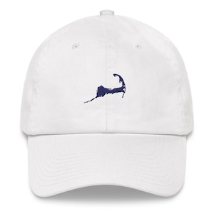 Knotical New England White & Nautical Navy Embroidered Cape Cod Adjustable Strap Hat