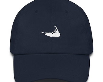 Knotical New England Nautical Navy & White Embroidered Nantucket ACK Adjustable Strap Hat