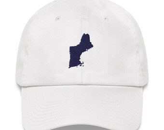 Knotical New England White & Nautical Navy Embroidered Adjustable Strap Hat