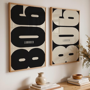 Lubbock 806 Area Code Print, Minimalist Texas Wall Art (Digital Download)