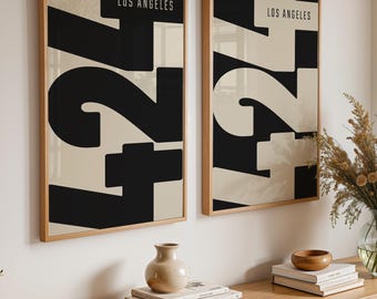 Los Angeles 424 Area Code Poster Set – Modern Typography Prints (Digital Download)