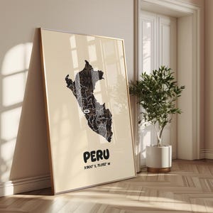 Peru Map Art Print, Minimalist Silhouette Poster (Digital Download)