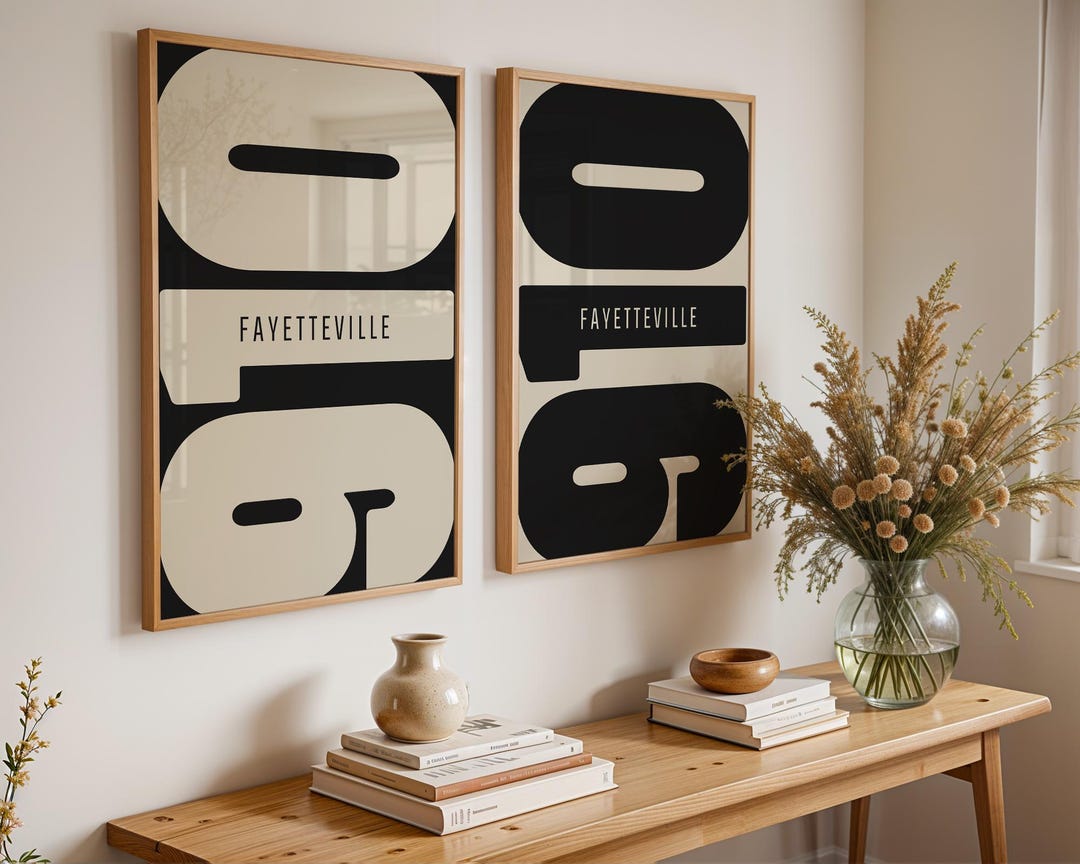 Fayetteville NC Area Code Poster Set – Modern Typography Wall Art ...