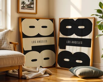 Los Angeles 818 Area Code Poster Set – Modern Typography Prints (Digital Download)
