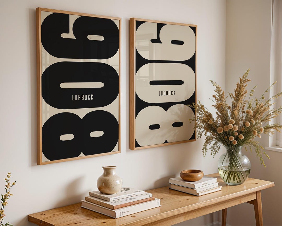Lubbock 806 Area Code Print, Minimalist Texas Wall Art (digital ...