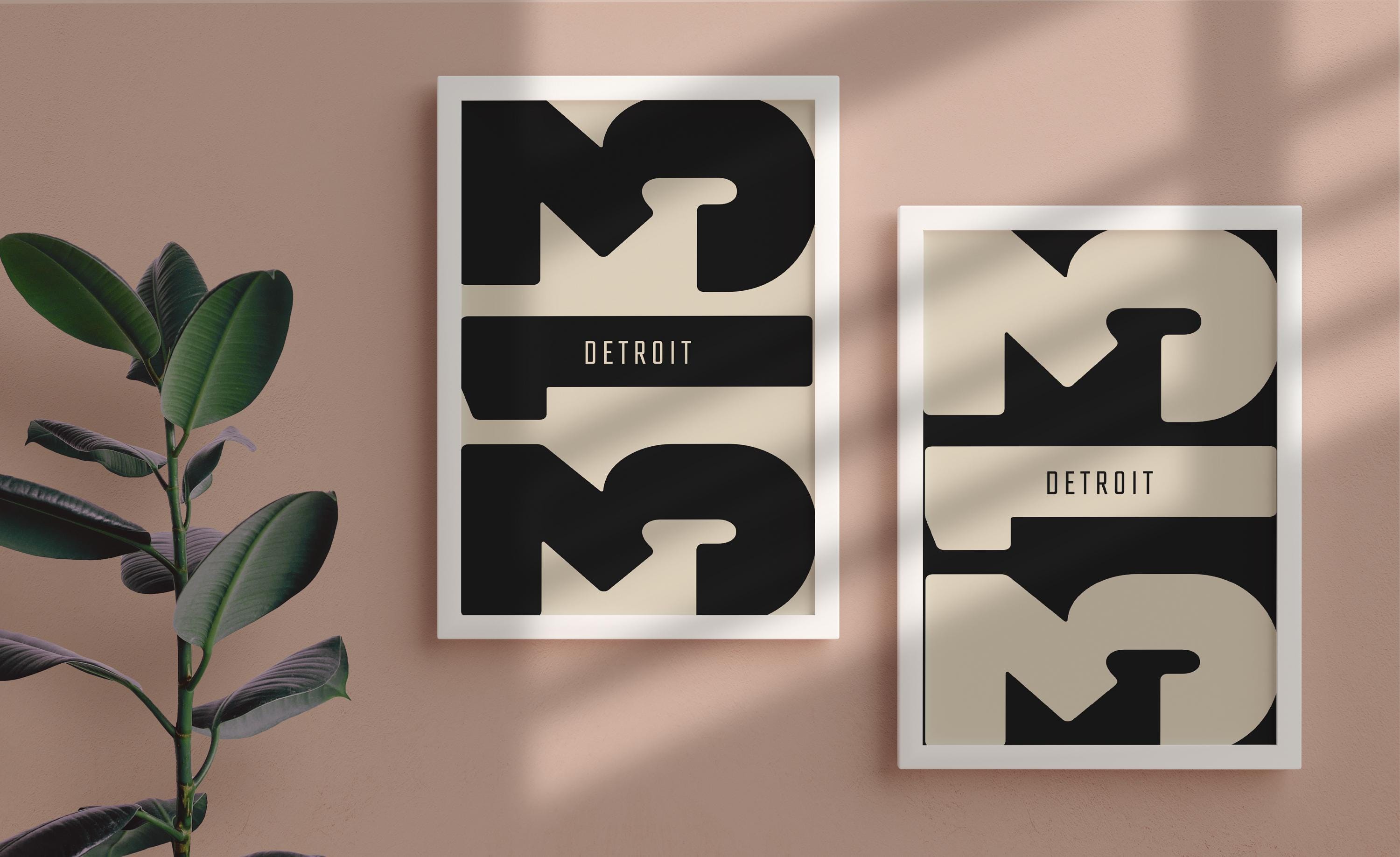 Detroit 313 Area Code Poster Set – Modern Typography Prints (digital ...