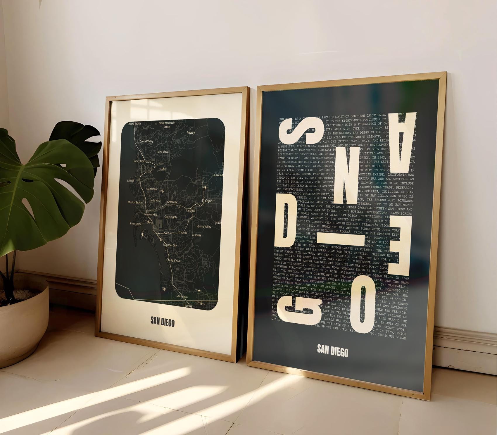 Modern San Diego Map - Etsy, image size:1700x1488