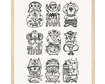 Quirky Monster Series 1 / Museum-Quality Matte Paper Wooden Framed Poster