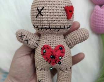 Voodoo love doll, Crochet Pattern Halloween, Amigurumi pattern Zombie doll Creepy cute doll,  crochet pattern