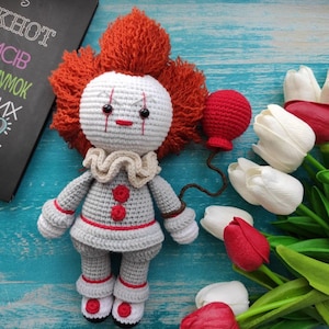 Evil Crochet Clown , Halloween Crochet Pattern Amigurumi in English