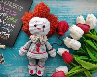 Evil Crochet Clown , Halloween Crochet Pattern Amigurumi in English