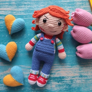 Chucky Virkmönster Amigurumi på engelska (PDF-nedladdning)