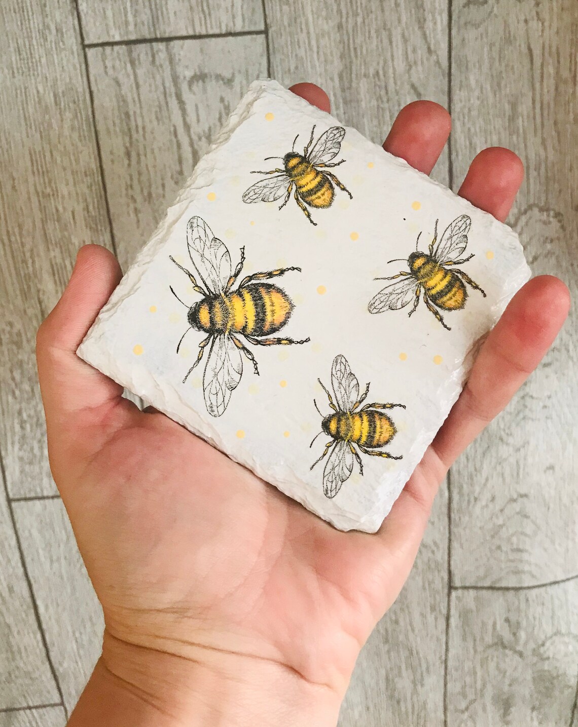 Bumble Bee decorated slate coasters napkin decoupage Etsy