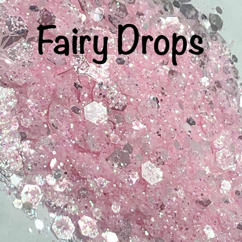 Fairy Drops: Chunky glitter mix| pink glitter| pink chunky glitter| polyester glitter| glitter shaker| nail art| resin molds| keychain| 