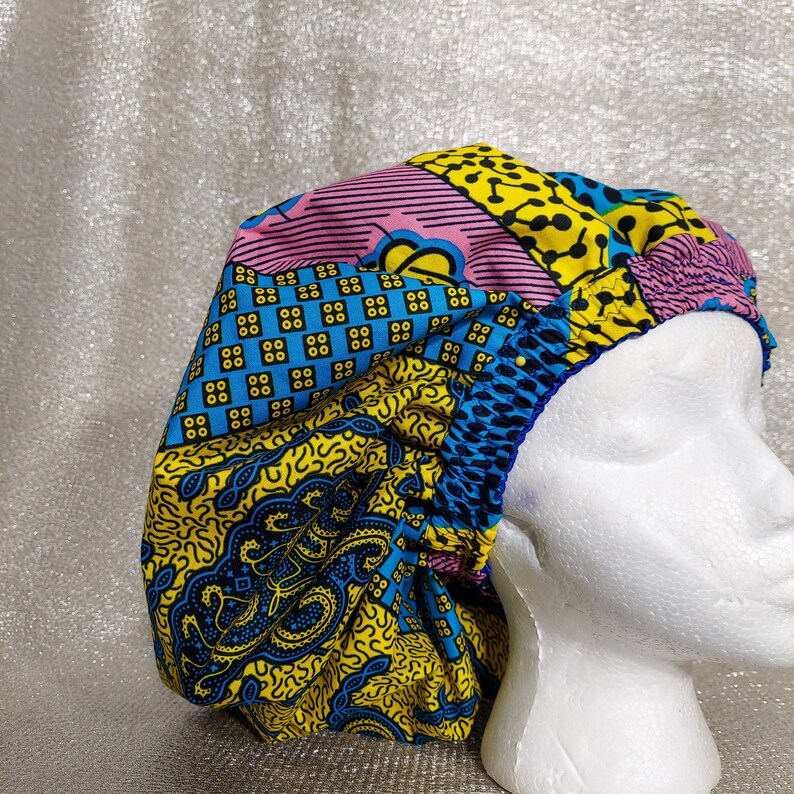 Braided Hair XXL Satin Bonnet / Ankara Satin Bonnet XL / Satin Lined Sleeping Cap For Curly Hair, Braids or Dreadlocks / Large Sleeping Cap image 6